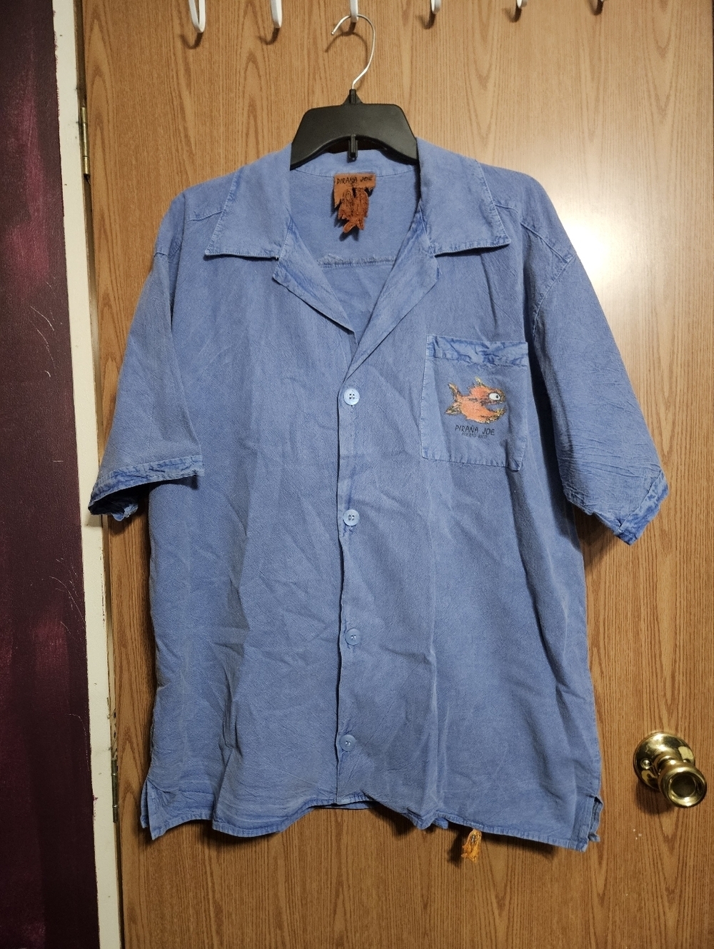PIRANA JOE Puerto Rico Roatan Nautical Fishing Button Down Shirt Size Large!